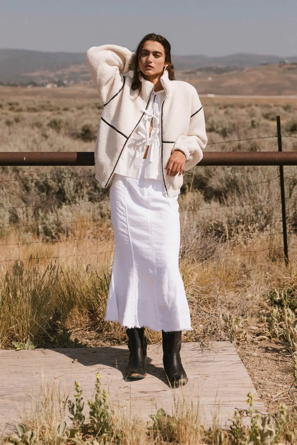 Gabby Fleece Zip Up in Cream - FINAL SALE