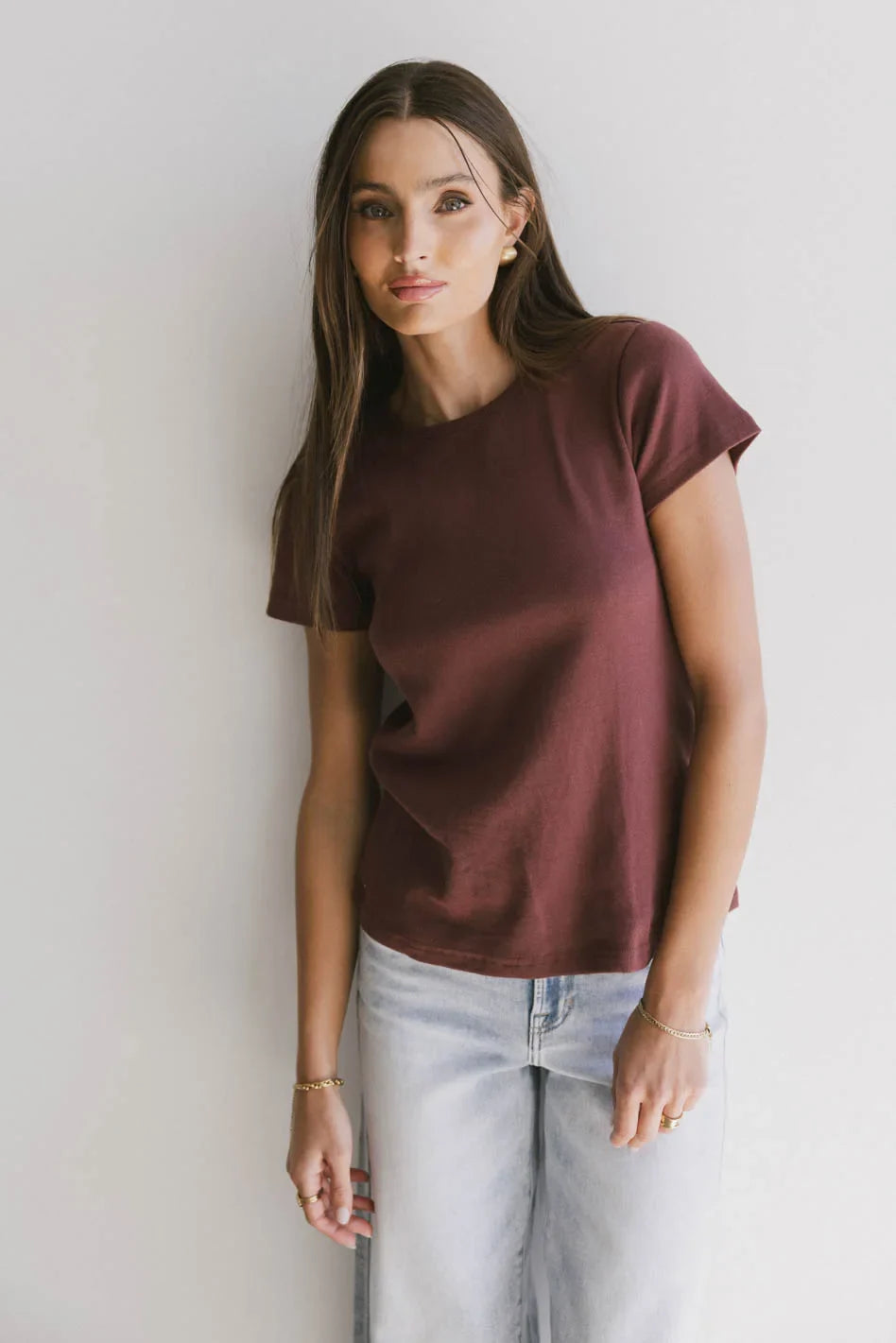 Briony Basic Tee in Wine - FINAL SALE