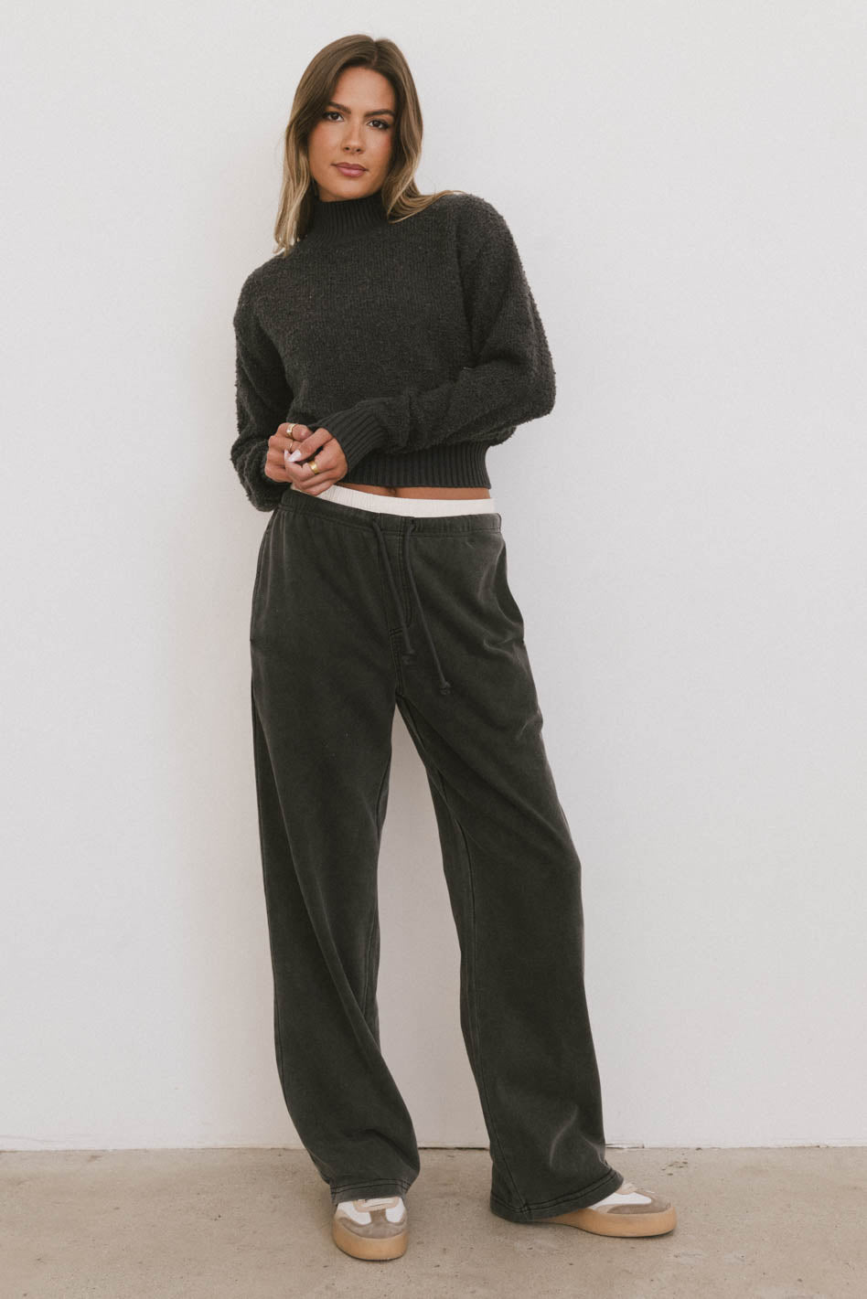 Eloise Mock Neck Sweater in Charcoal - FINAL SALE