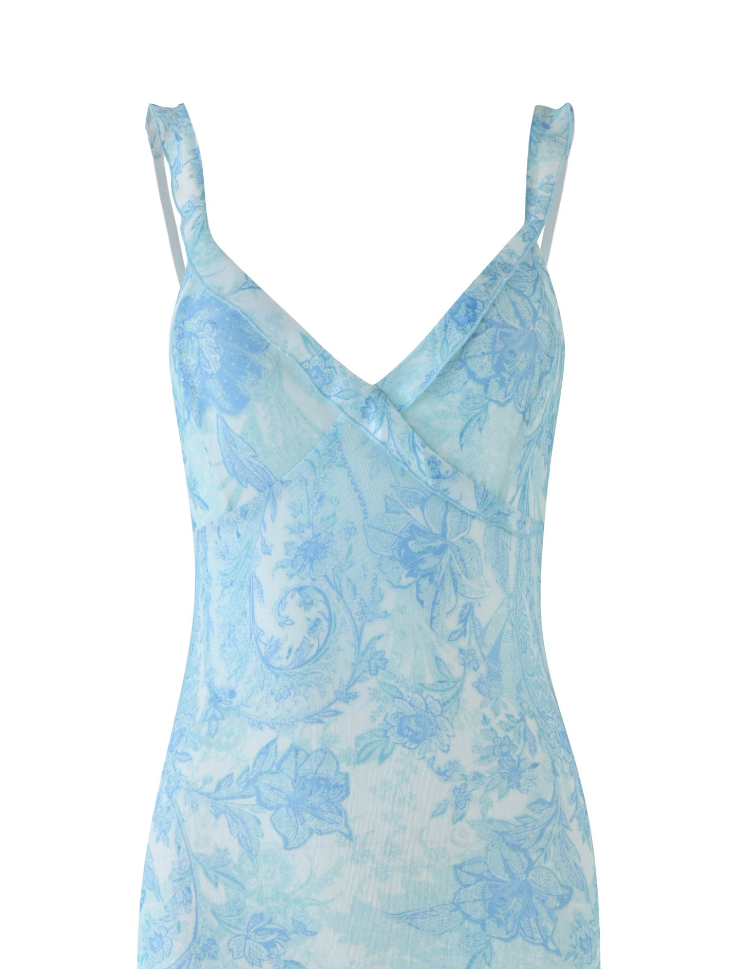 GUILIANNA FRILL MAXI DRESS - BLUE : FLORAL : TAPESTRY