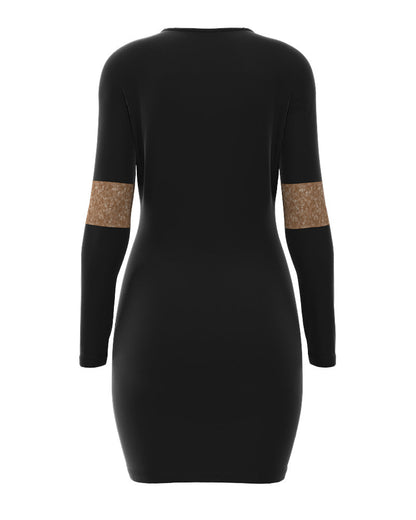 Christmas Tree Print Long Sleeve Bodycon Dress