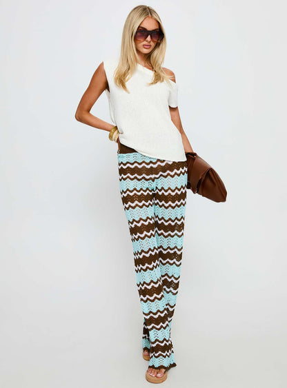 Rozia Knit Pant Blue Stripe