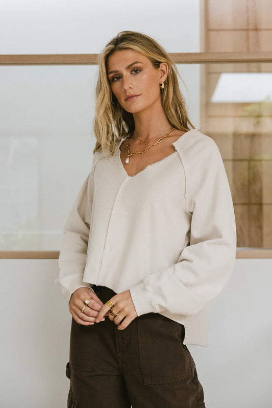 Exposed Seam Sweatshirt in Natural - FINAL SALE