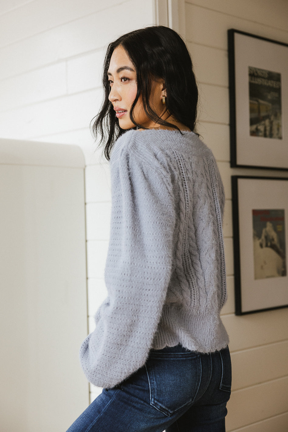 Dakota Cable Knit Sweater in Blue - FINAL SALE