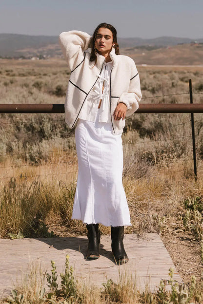 Gabby Fleece Zip Up in Cream - FINAL SALE