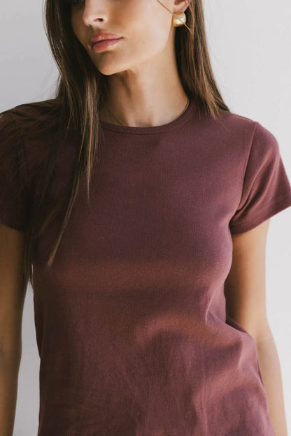 Briony Basic Tee in Wine - FINAL SALE