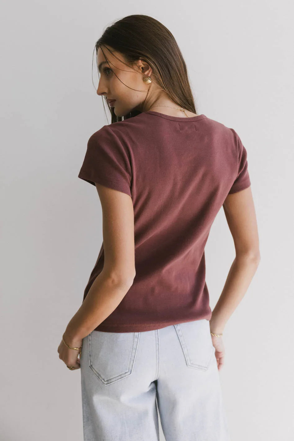 Briony Basic Tee in Wine - FINAL SALE