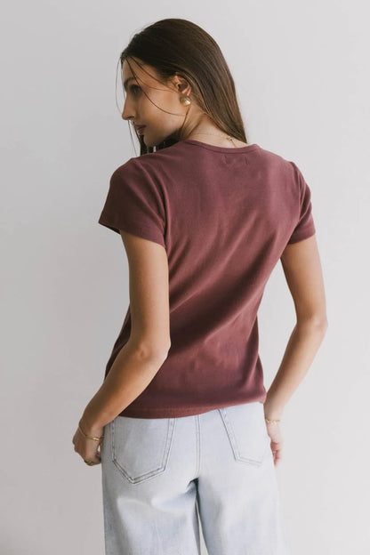 Briony Basic Tee in Wine - FINAL SALE