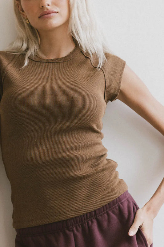 Huxley Cap Sleeve Top in Brown - FINAL SALE