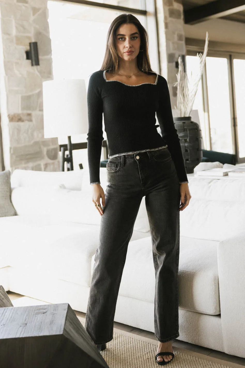 Hazel Ribbed Sweater in Black - FINAL SALE