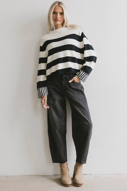 Helena Striped Sweater in Black - FINAL SALE