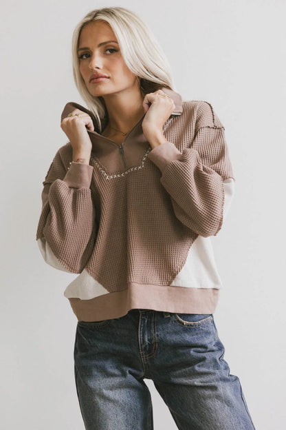 Harbor Knit Quarter Zip in Brown - FINAL SALE