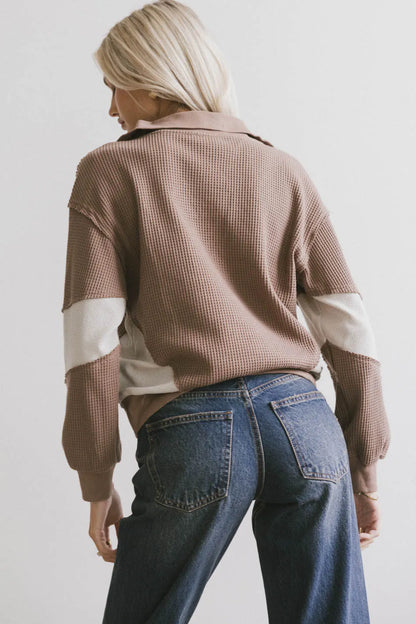 Harbor Knit Quarter Zip in Brown - FINAL SALE