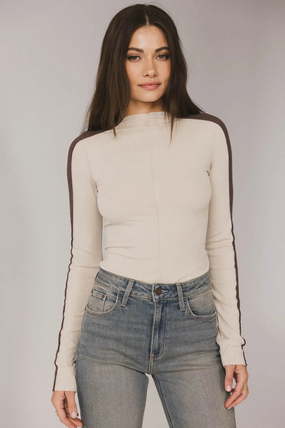 Cleo Ribbed Top in Bone - FINAL SALE