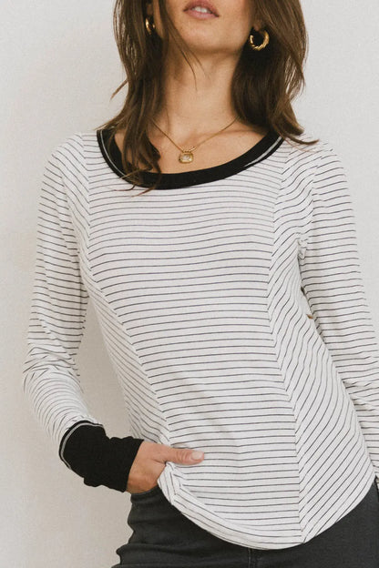 Alexandra Striped Top in White - FINAL SALE
