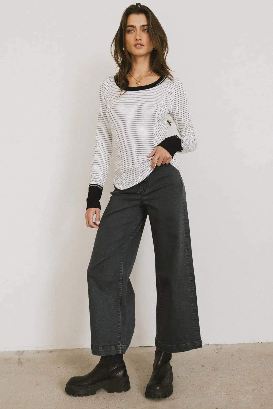 Alexandra Striped Top in White - FINAL SALE
