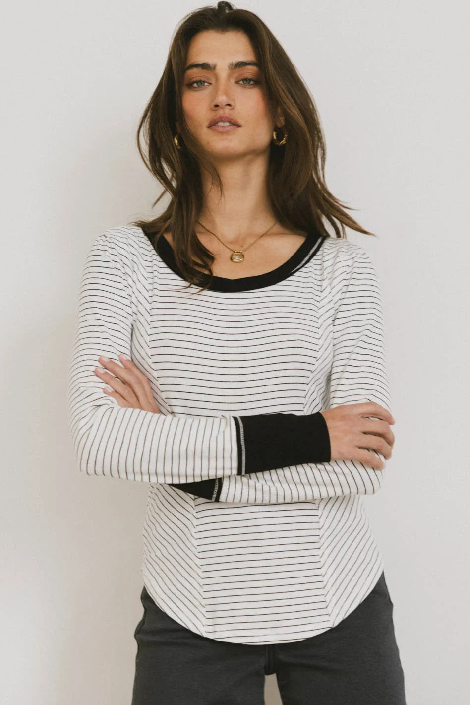 Alexandra Striped Top in White - FINAL SALE