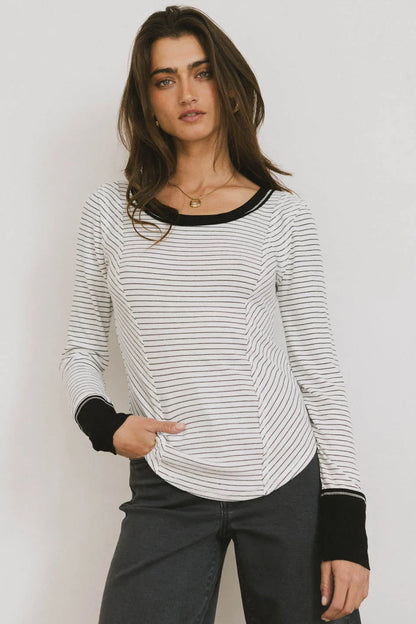 Alexandra Striped Top in White - FINAL SALE