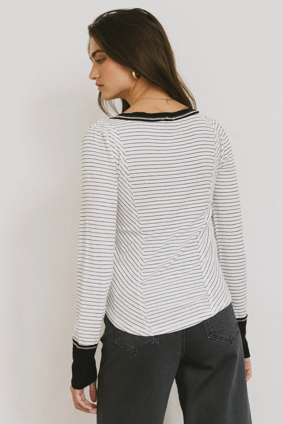 Alexandra Striped Top in White - FINAL SALE