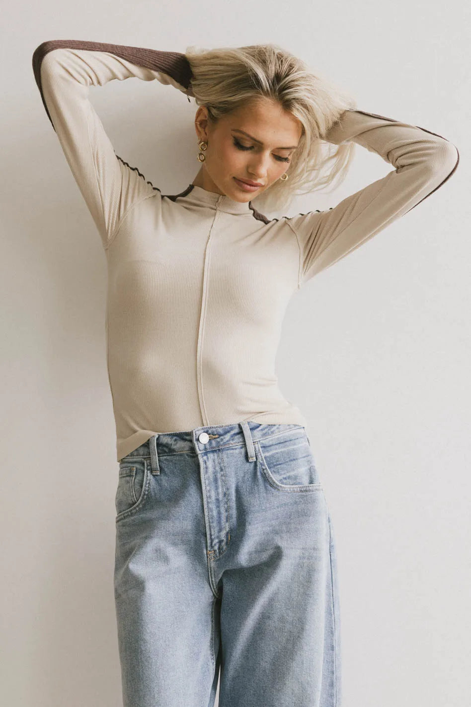 Cleo Ribbed Top in Bone - FINAL SALE