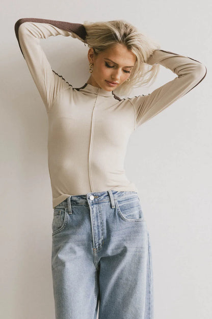 Cleo Ribbed Top in Bone - FINAL SALE