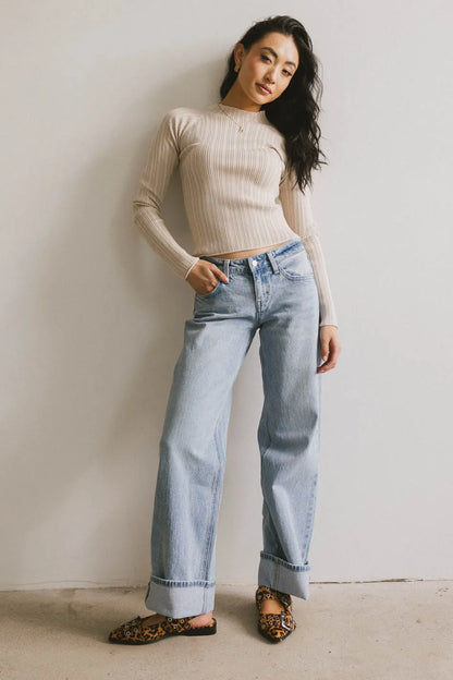 Azizi Ribbed Top in Beige - FINAL SALE