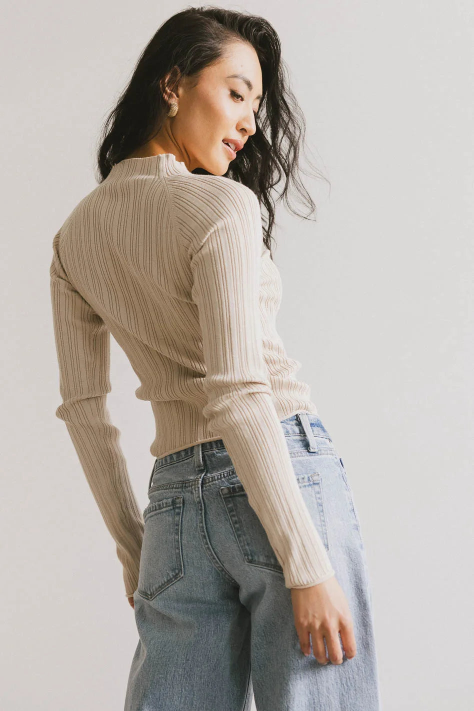 Azizi Ribbed Top in Beige - FINAL SALE