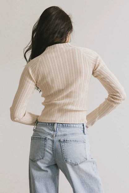 Azizi Ribbed Top in Beige - FINAL SALE
