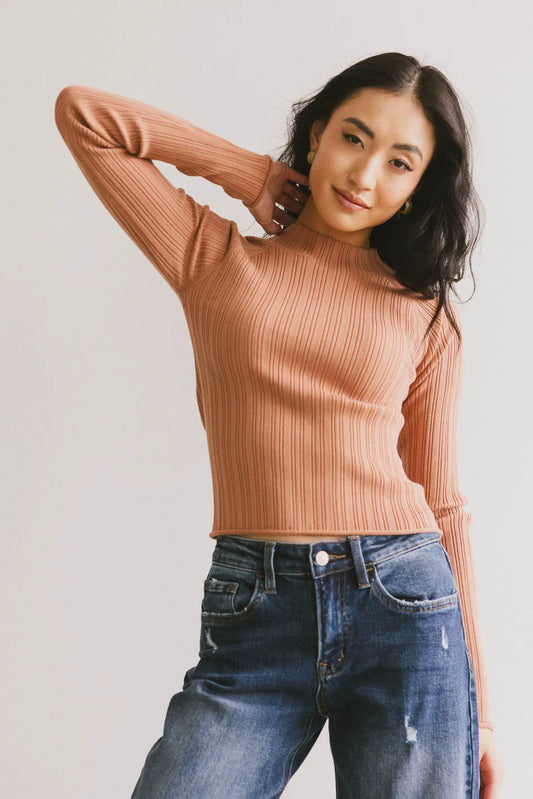 Azizi Ribbed Top in Clay - FINAL SALE
