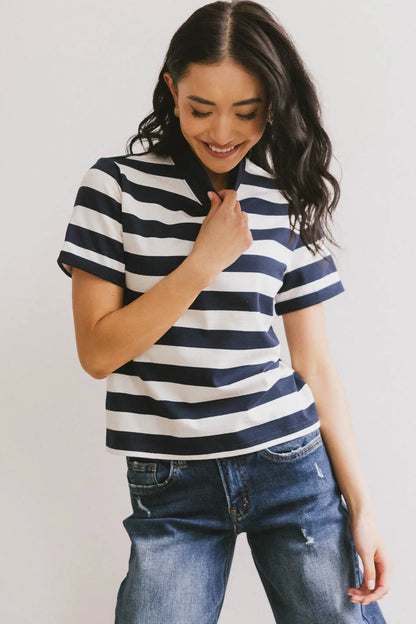 Grenna Striped Top in Navy - FINAL SALE
