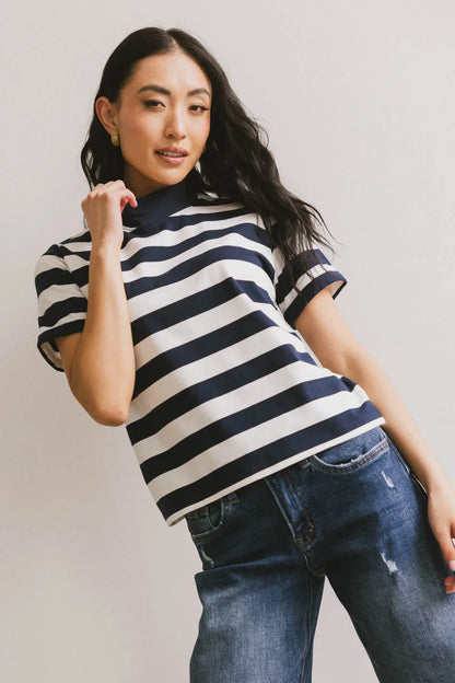 Grenna Striped Top in Navy - FINAL SALE