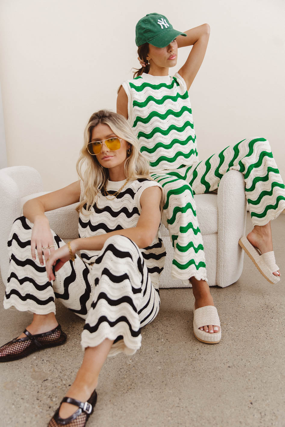 Elenor Knit Bottoms in Green - FINAL SALE
