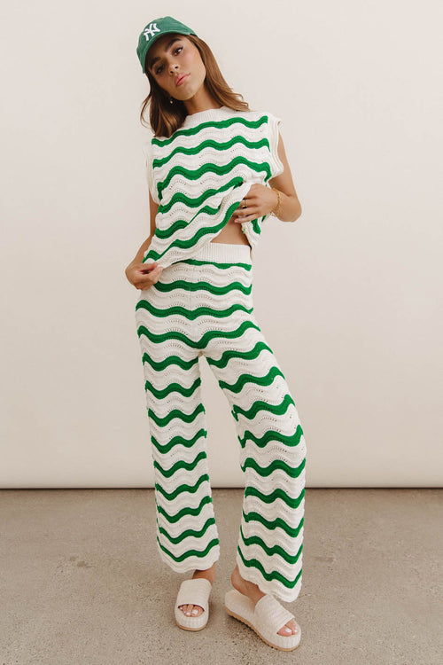 Elenor Knit Bottoms in Green - FINAL SALE