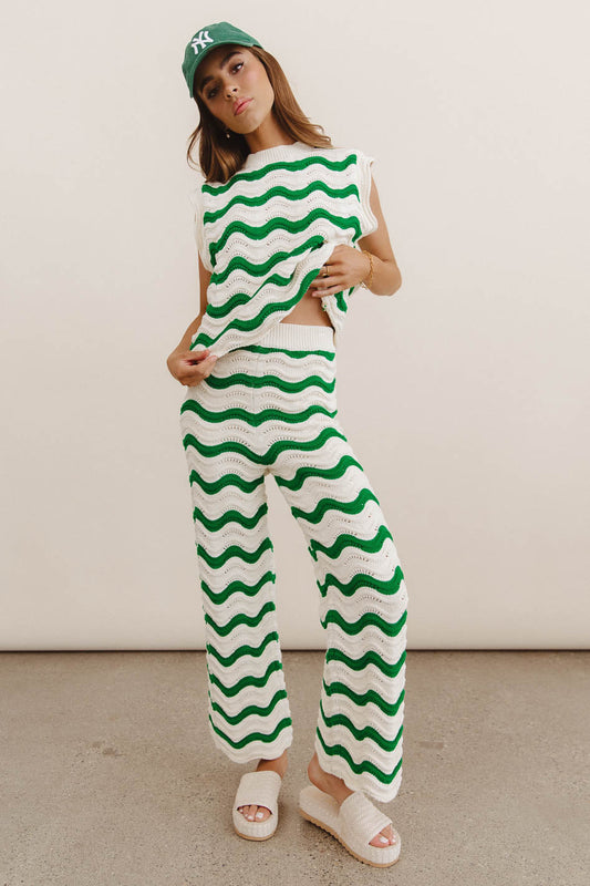 Elenor Knit Bottoms in Green - FINAL SALE