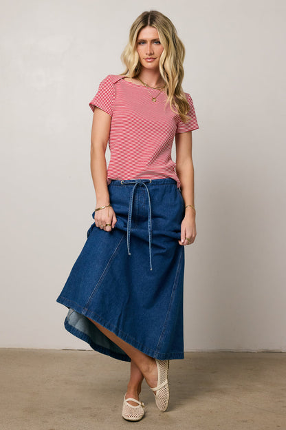 Favor Striped Tee in Red - FINAL SALE