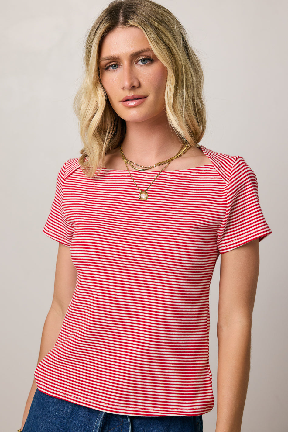 Favor Striped Tee in Red - FINAL SALE