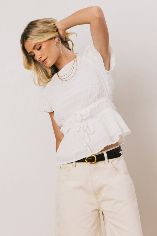 Anya Textured Blouse in Off White - FINAL SALE
