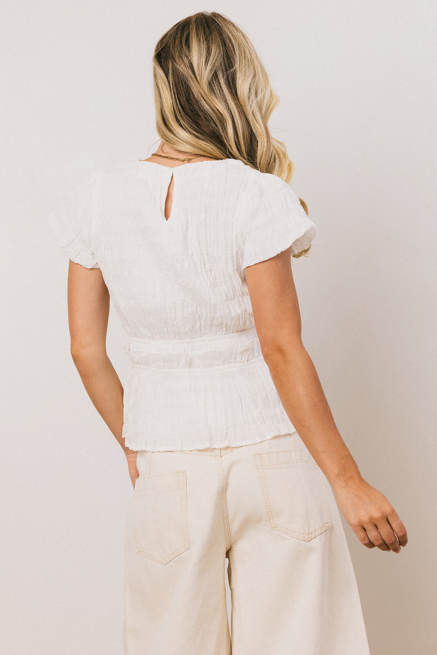 Anya Textured Blouse in Off White - FINAL SALE