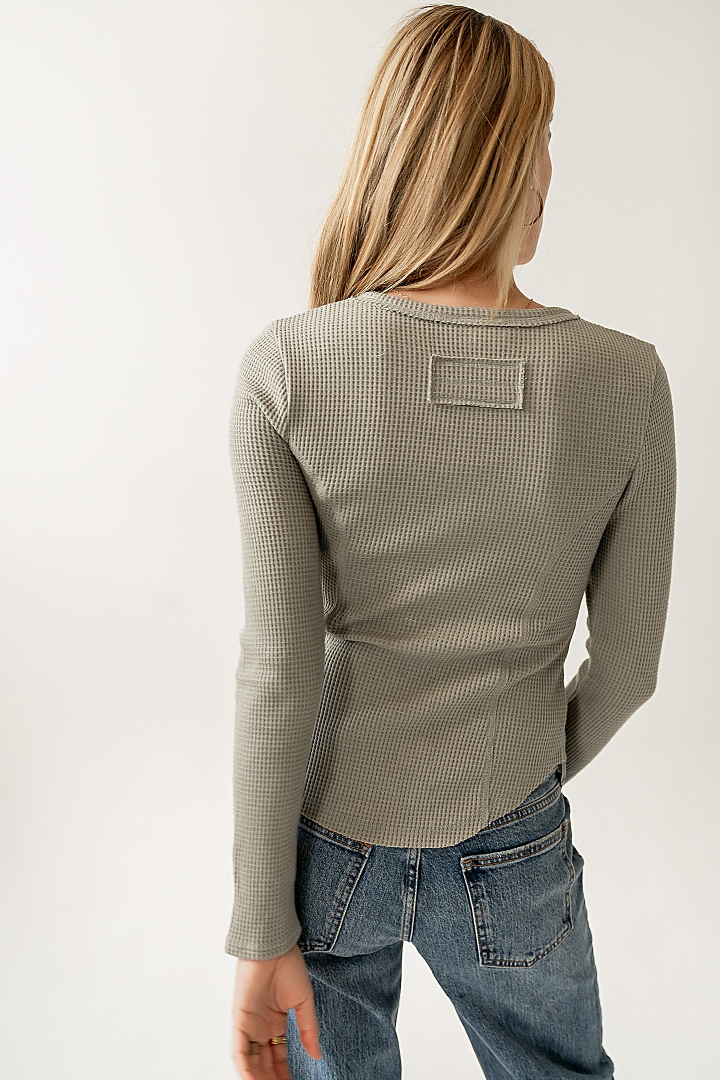 Cal Waffle Knit Top in Olive - FINAL SALE