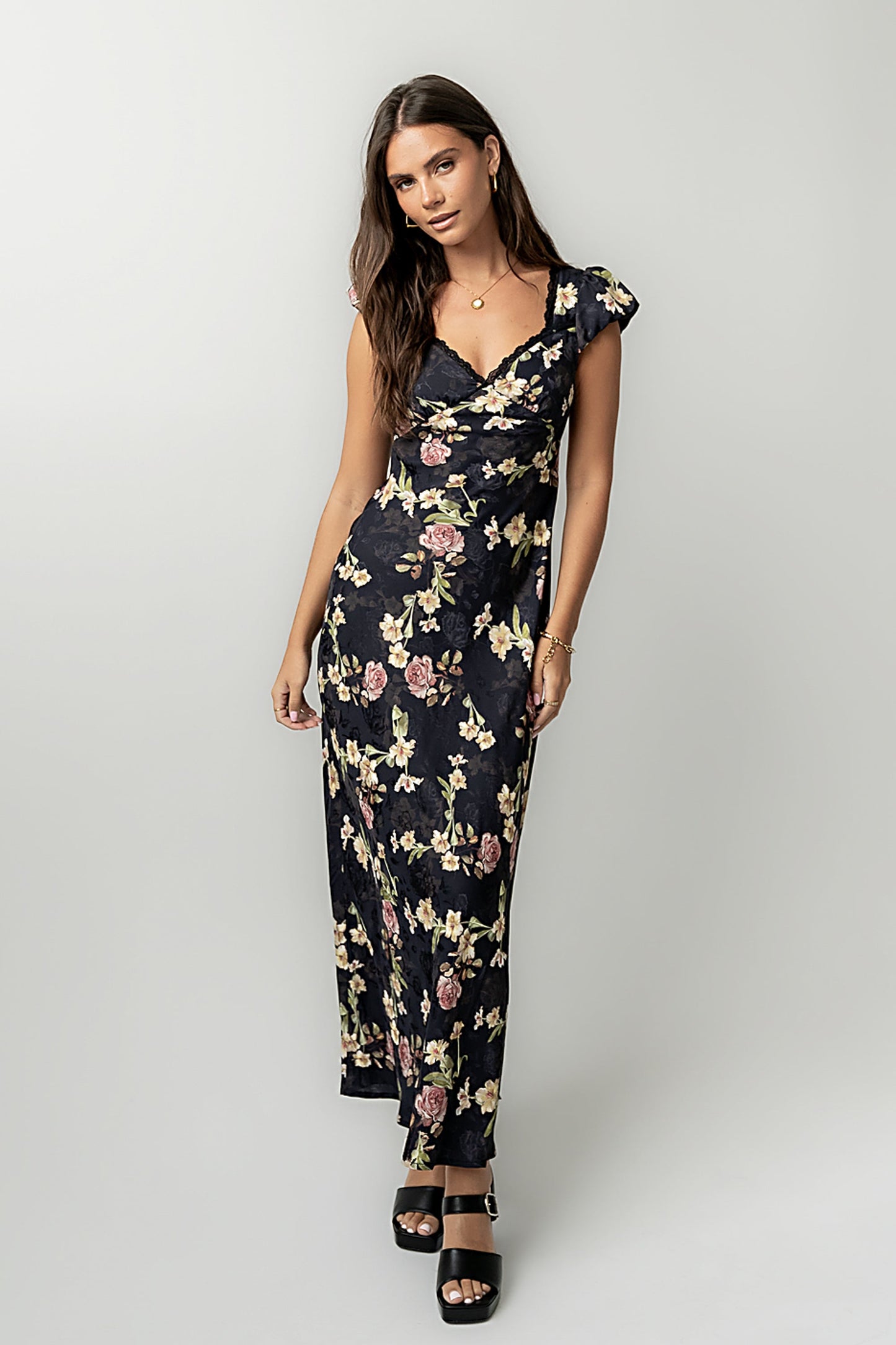 Asa Floral Maxi Dress in Black - FINAL SALE