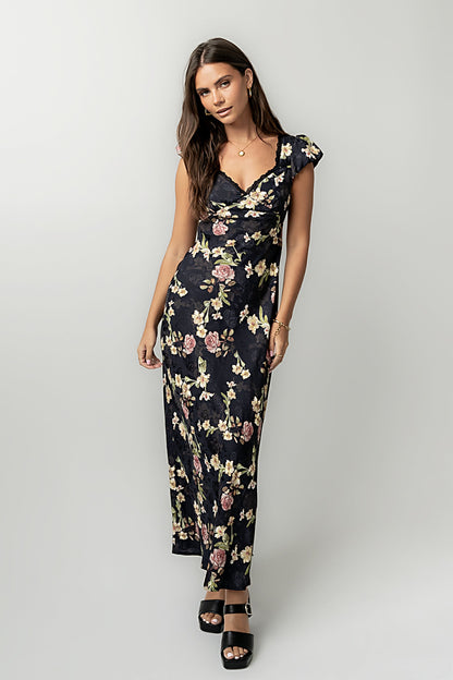 Asa Floral Maxi Dress in Black - FINAL SALE