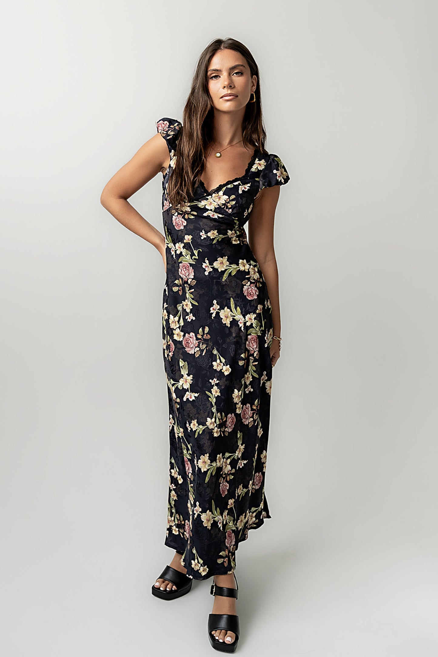 Asa Floral Maxi Dress in Black - FINAL SALE