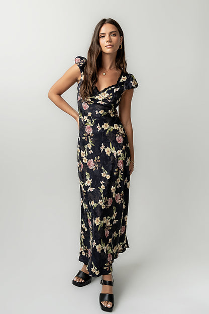 Asa Floral Maxi Dress in Black - FINAL SALE