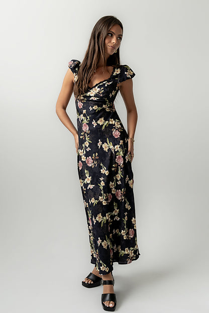 Asa Floral Maxi Dress in Black - FINAL SALE