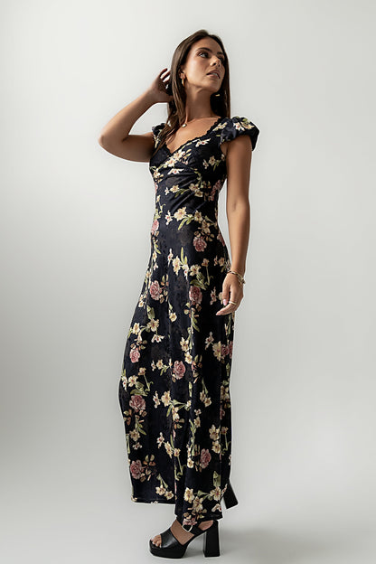 Asa Floral Maxi Dress in Black - FINAL SALE
