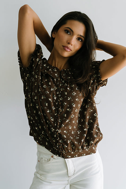 Bennie Collared Blouse in Brown