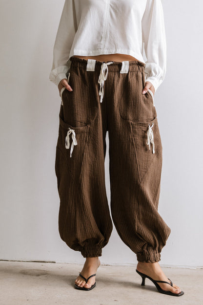 Cozette Striped Baggy Pants in Brown - FINAL SALE
