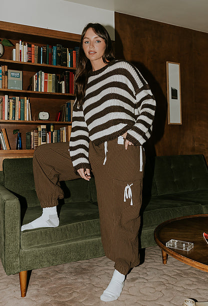 Cozette Striped Baggy Pants in Brown - FINAL SALE