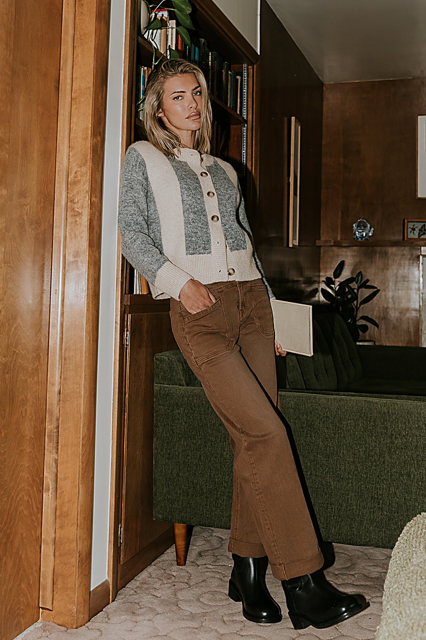 Amber Wide Leg Jeans in Brown - FINAL SALE
