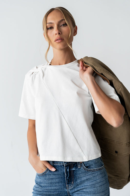 Buckley Knot Top in White - FINAL SALE
